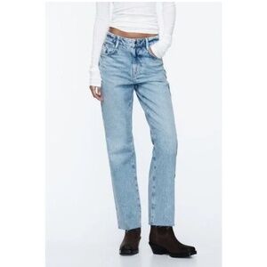 Zara Mid blue straight fit high rise ankle NWT size us 4 and 2